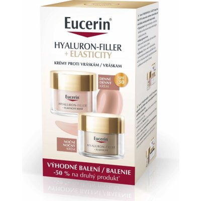 Eucerin Hyaluron-Filler + Elasticity Rosé denní SPF30 + noční krém 2x50 ml – Zboží Dáma