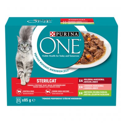Purina One Sterilcat kuře krůta hovězí losos 40 x 85 g – Zbozi.Blesk.cz